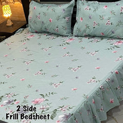 3Pc Stitched 2 Sided Frill Bedsheets